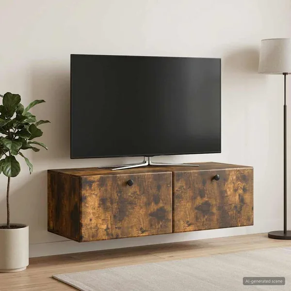 Meuble TV mural 98 x 41 x 30 cm Chêne fumé Bois d'ingénierie