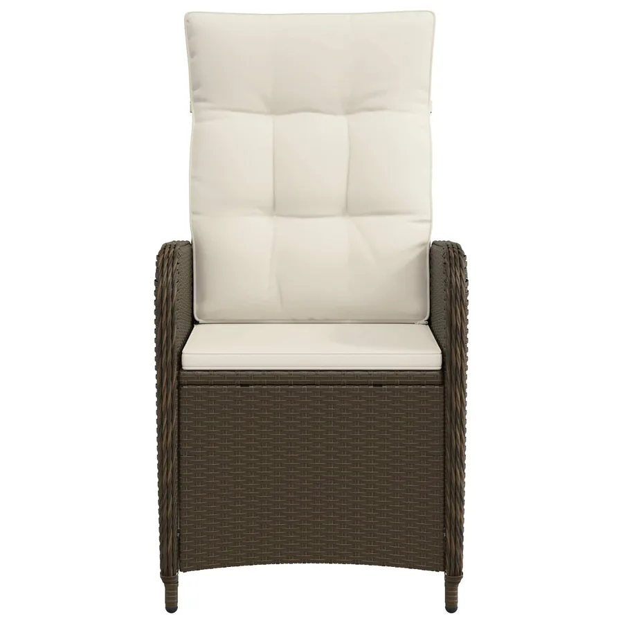 Chaise de jardin inclinable Marron et crème blanche - 4