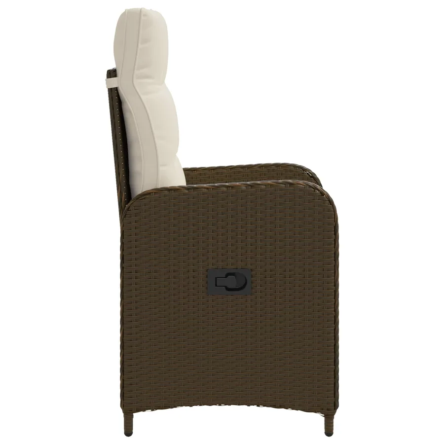 Chaise de jardin inclinable Marron et crème blanche - 5