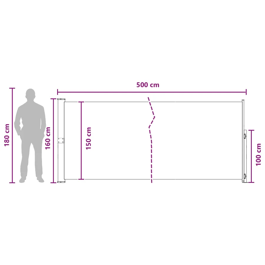 Store latéral rétractable 160 x 500 cm Polyester Rectangulaire - 7