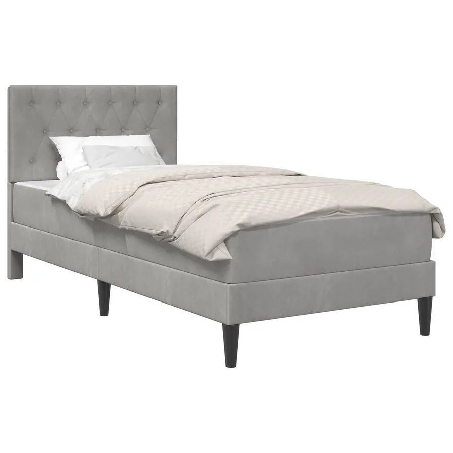 Cadre de lit avec matelas Gris clair 90 x 200 cm Velours - 2