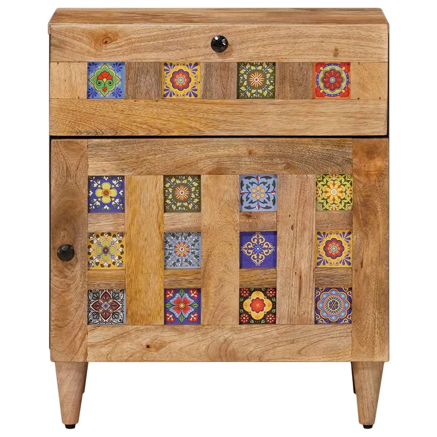 Cabinet de chevet Naturel 50 x 33 x 60 cm Bois de mangue massif - 3
