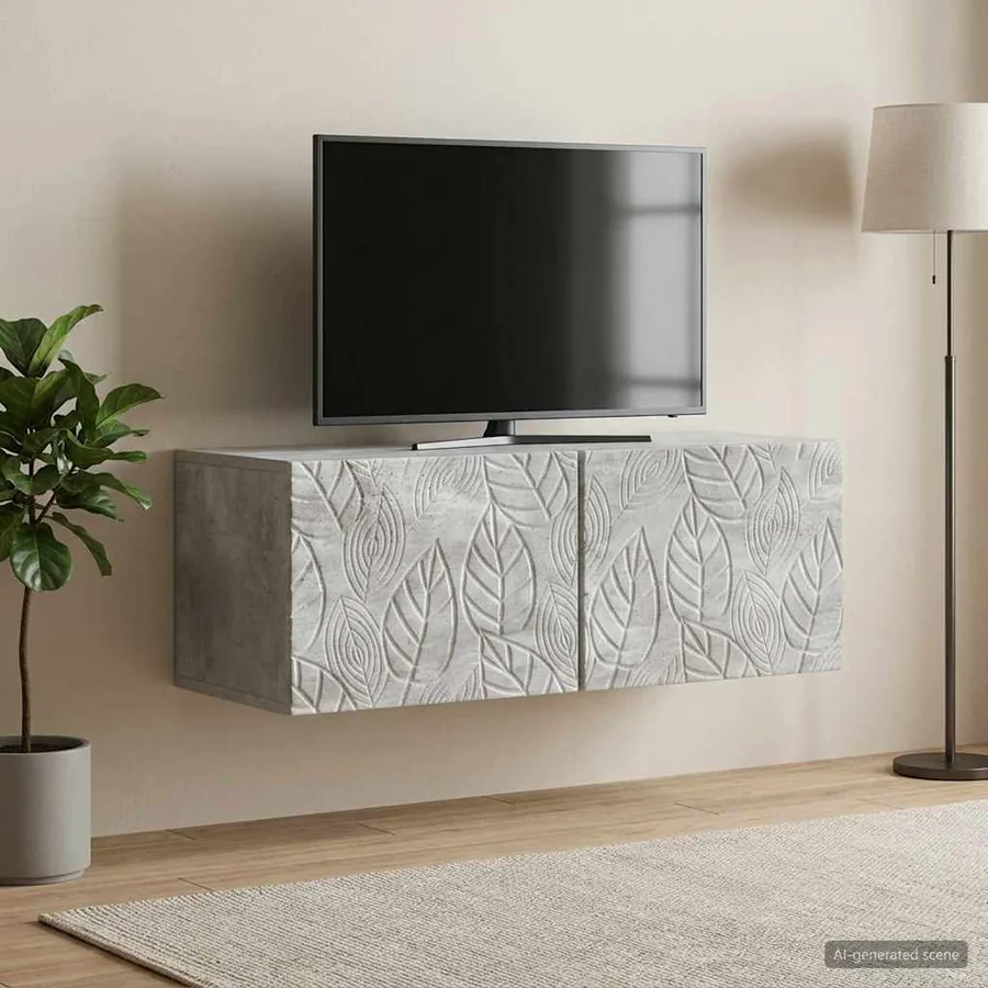 Meuble TV mural 59,5 x 41 x 30 cm Gris béton Bois d'ingénierie
