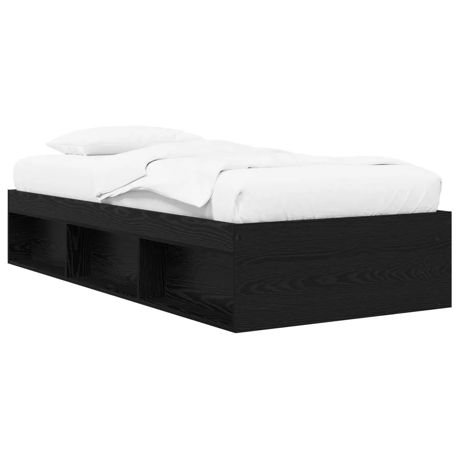 Cadre de lit avec rangement avec étagère Chêne noir 80 x 200 cm