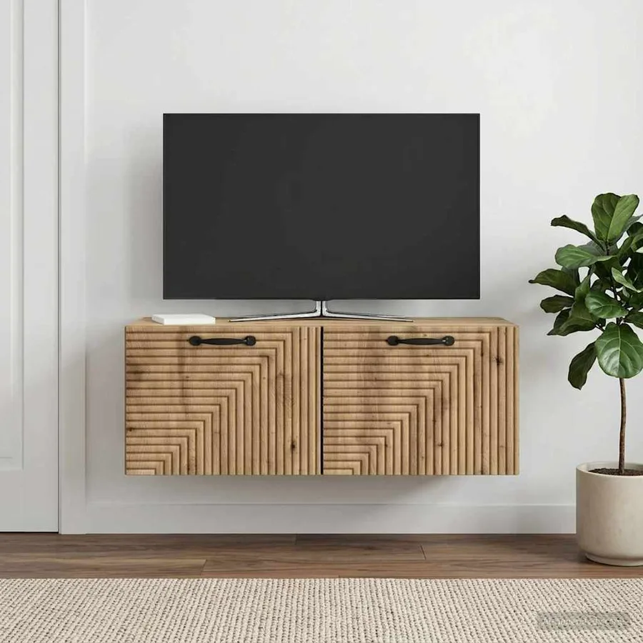 Meuble TV mural 78,5 x 31 x 30 cm Chêne artisanal - 4