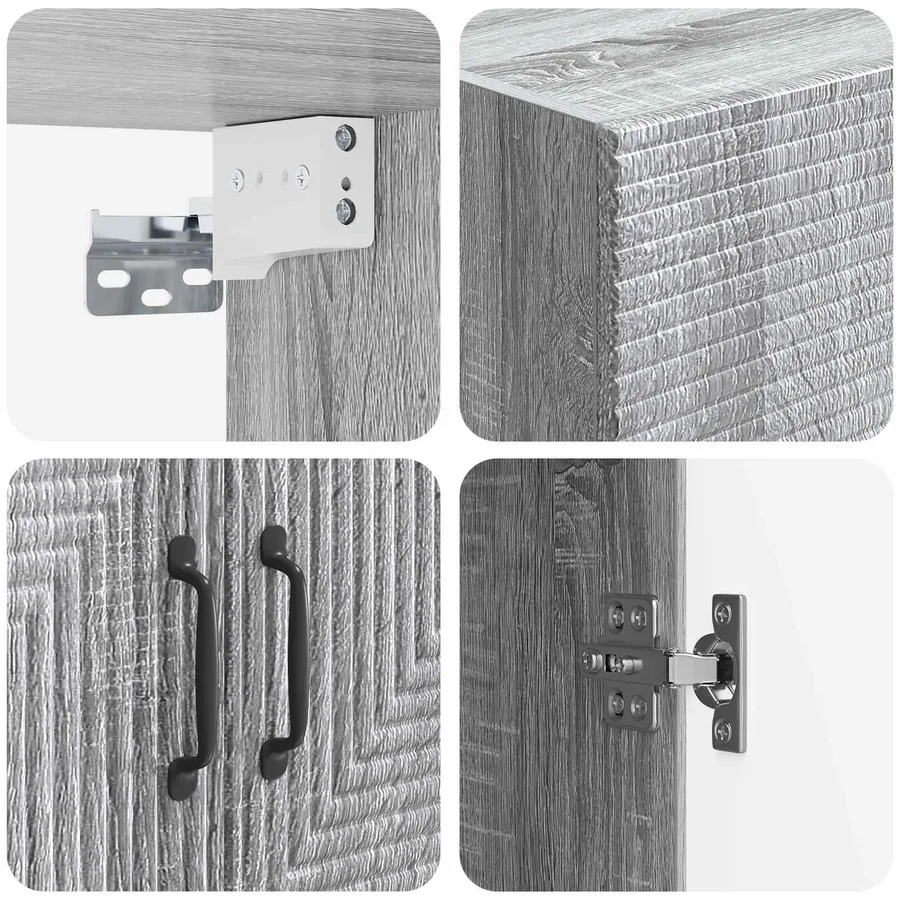 Armoire Murale Sonoma gris 66 x 34,5 x 90 cm Bois d'ingénierie - 7
