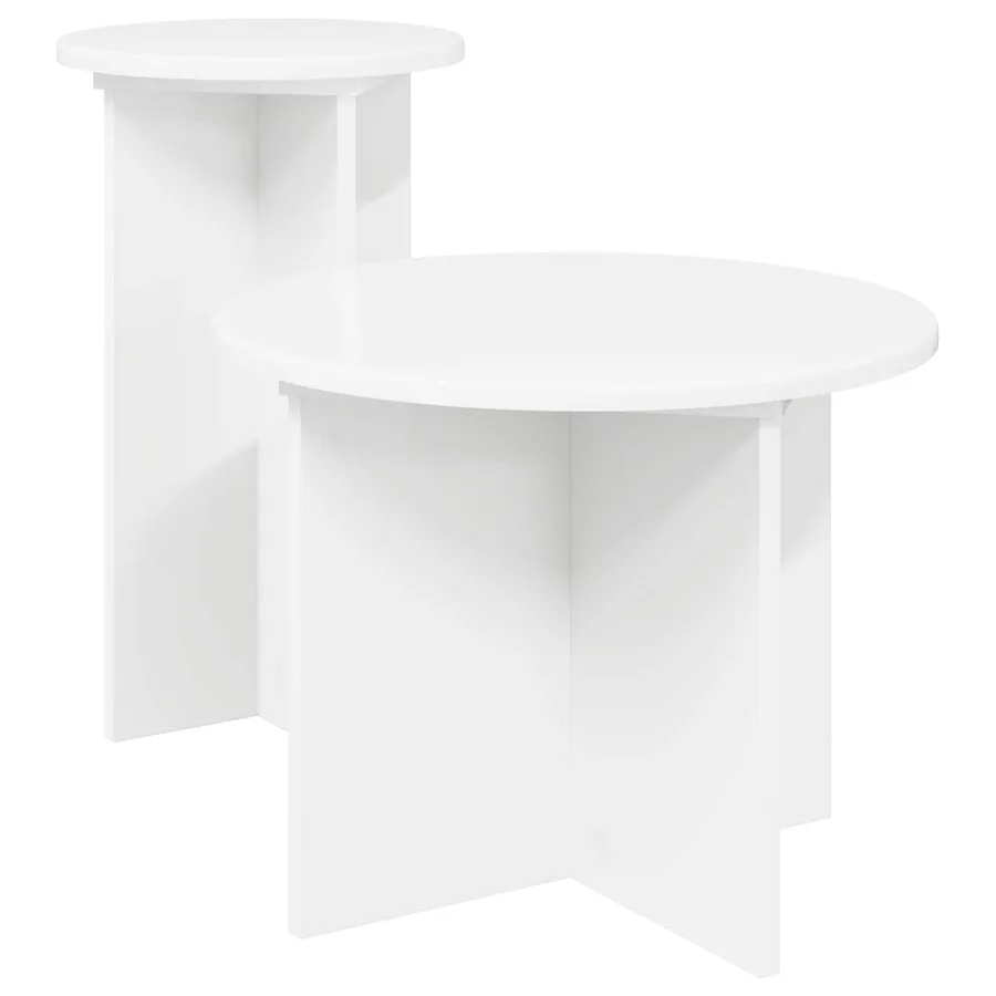 Ensemble de tables d'appoint 2 pcs Blanc Bois d'ingénierie - 2