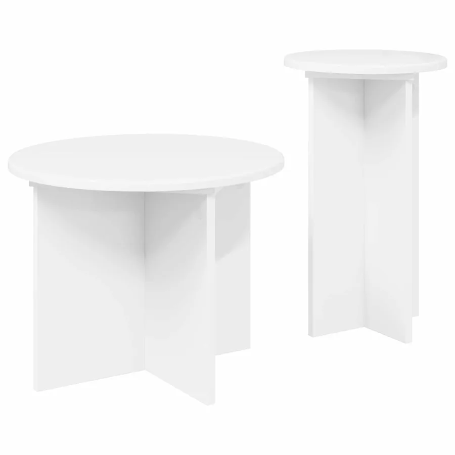 Ensemble de tables d'appoint 2 pcs Blanc Bois d'ingénierie - 5
