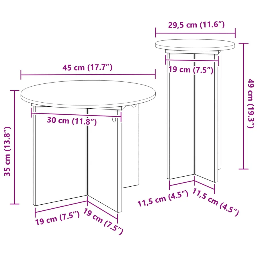 Ensemble de tables d'appoint 2 pcs Blanc Bois d'ingénierie - 7