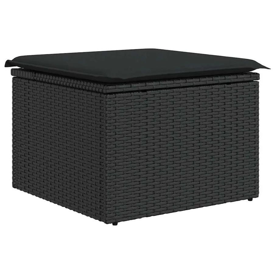 Salon de jardin 10 pcs avec coussins noir résine tressée - 4