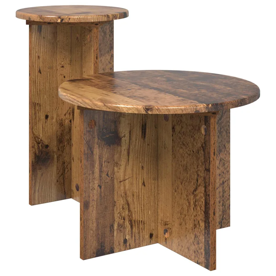 Ensemble de tables d'appoint avec stockage 2 pcs Bois ancien - 2