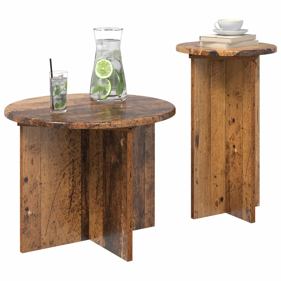 Ensemble de tables d'appoint avec stockage 2 pcs Bois ancien - 3