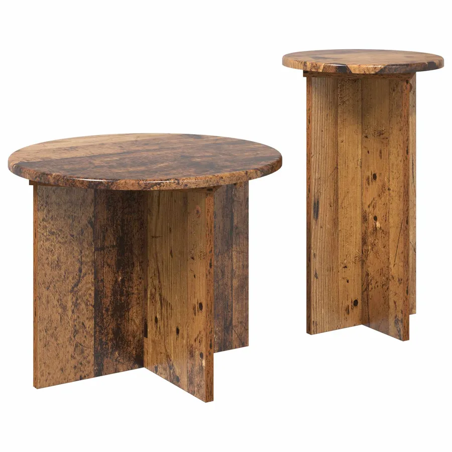 Ensemble de tables d'appoint avec stockage 2 pcs Bois ancien - 5