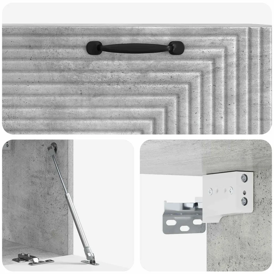 Meuble TV mural Gris béton 78,5 x 31 x 30 cm Bois d'ingénierie - 9