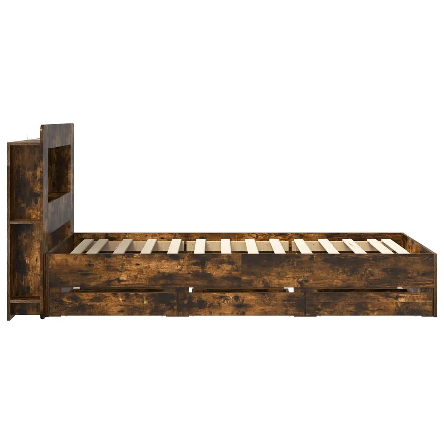 Cadre de lit avec rangement Chêne fumé 75 x 190 cm - 5