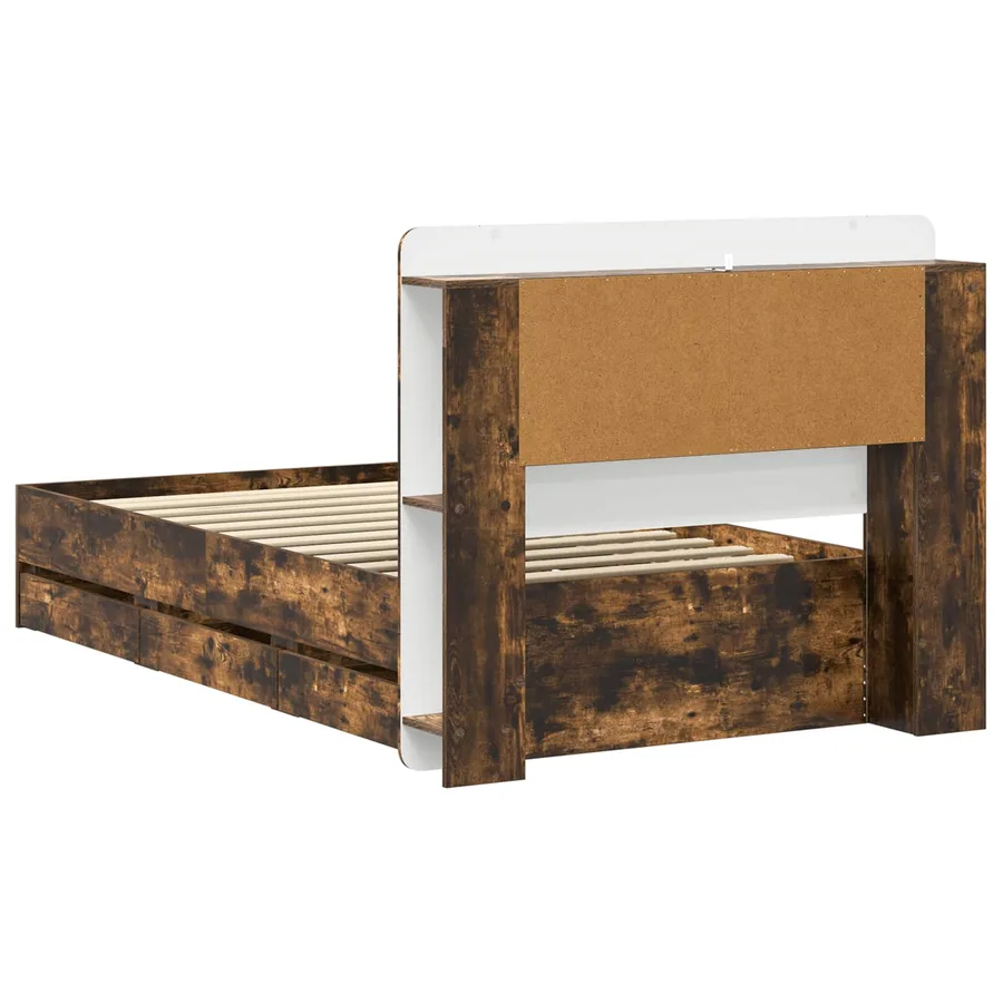 Cadre de lit avec rangement Chêne fumé 75 x 190 cm - 6