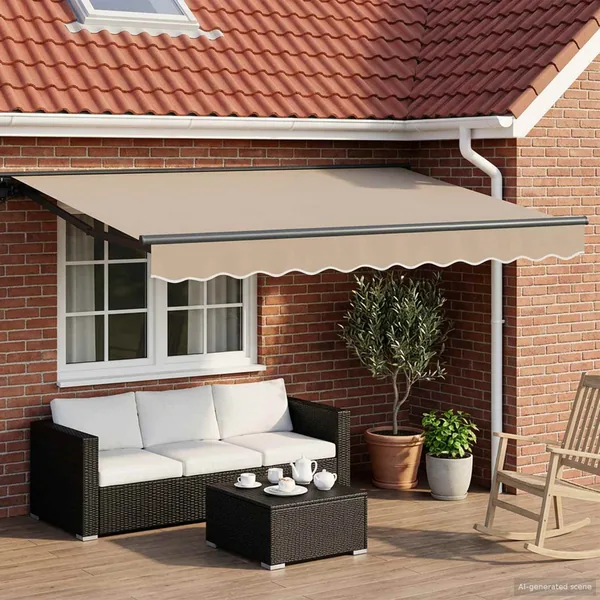 Auvent rétractable électrique Beige et Anthracite 3,5 x 2,5 m