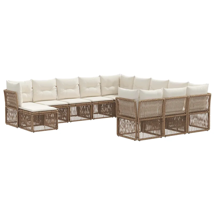 Ensemble de canapé de jardin 12 pcs Beige polyrotin