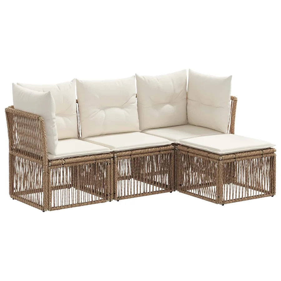 Ensemble de canapé de jardin 4 pcs Beige polyrotin - 2