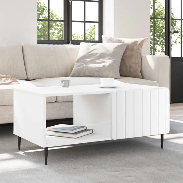 Table basse Blanc 90 x 50 x 40 cm Bois d'ingénierie