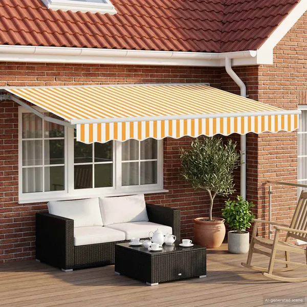 Auvent rétractable manuel Orange 3,5 x 2,5 m