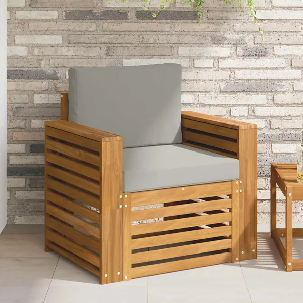 Canapé d’extérieur Bois d'acacia massif et polyester Naturel