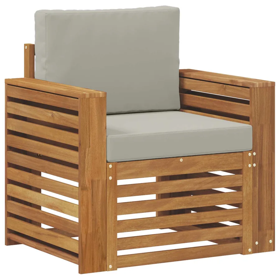 Canapé d’extérieur Bois d'acacia massif et polyester Naturel - 2