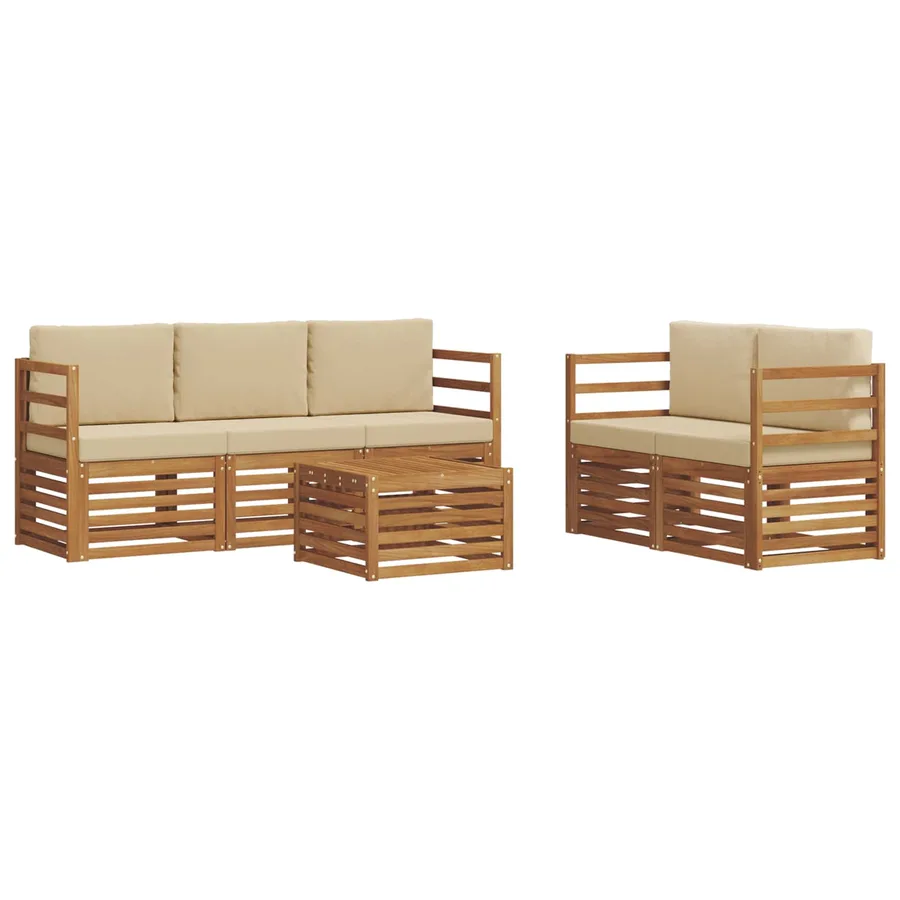 Ensembles de canapés avec coussin 6 pcs Naturel et Beige - 2
