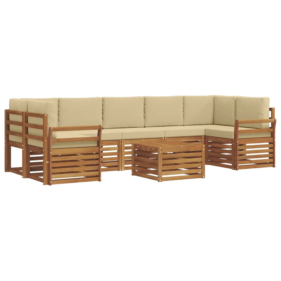 Ensemble de canapés d'extérieur 8 pcs Naturel et Beige - 2