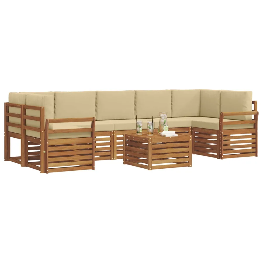 Ensemble de canapés d'extérieur 8 pcs Naturel et Beige - 3
