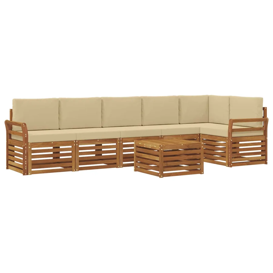 Ensemble de canapé d'angle avec coussin 7 pcs Naturel et Beige - 2