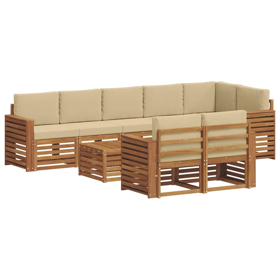 Ensembles de canapés avec coussin 9 pcs Naturel et Beige - 2
