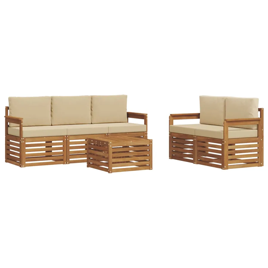 Ensembles de canapés avec coussin 6 pcs Naturel et Beige - 2