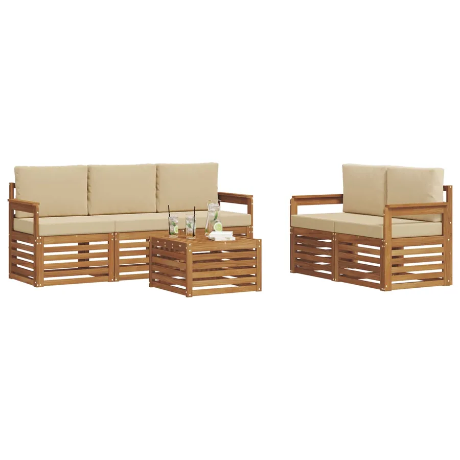 Ensembles de canapés avec coussin 6 pcs Naturel et Beige - 3