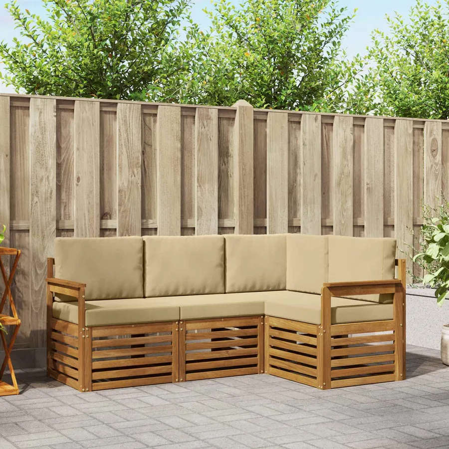 Ensembles de canapés avec coussin 4 pcs Naturel et Beige