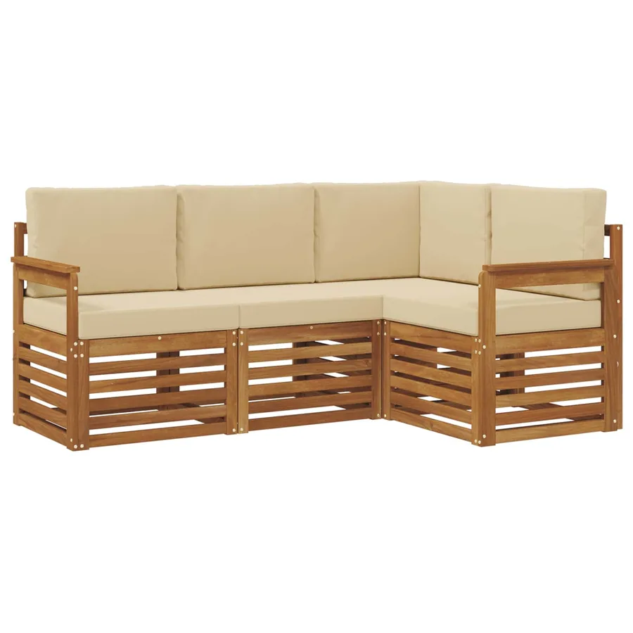 Ensembles de canapés avec coussin 4 pcs Naturel et Beige - 2