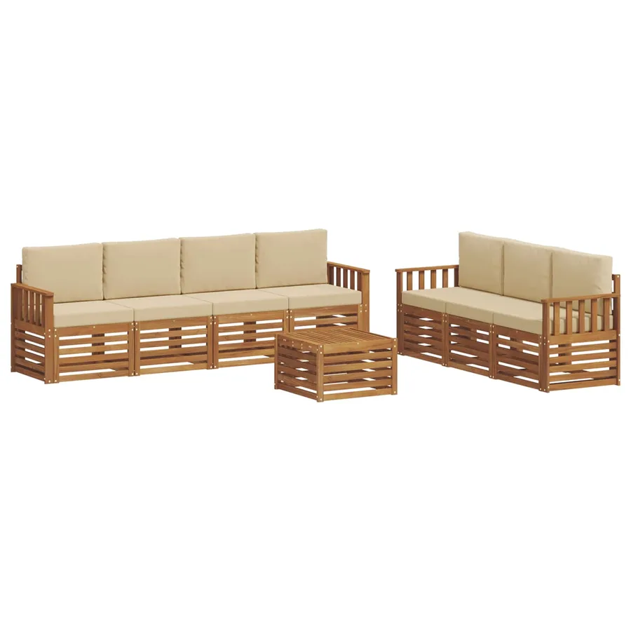 Ensembles de canapés avec coussin 8 pcs Naturel et Beige - 2