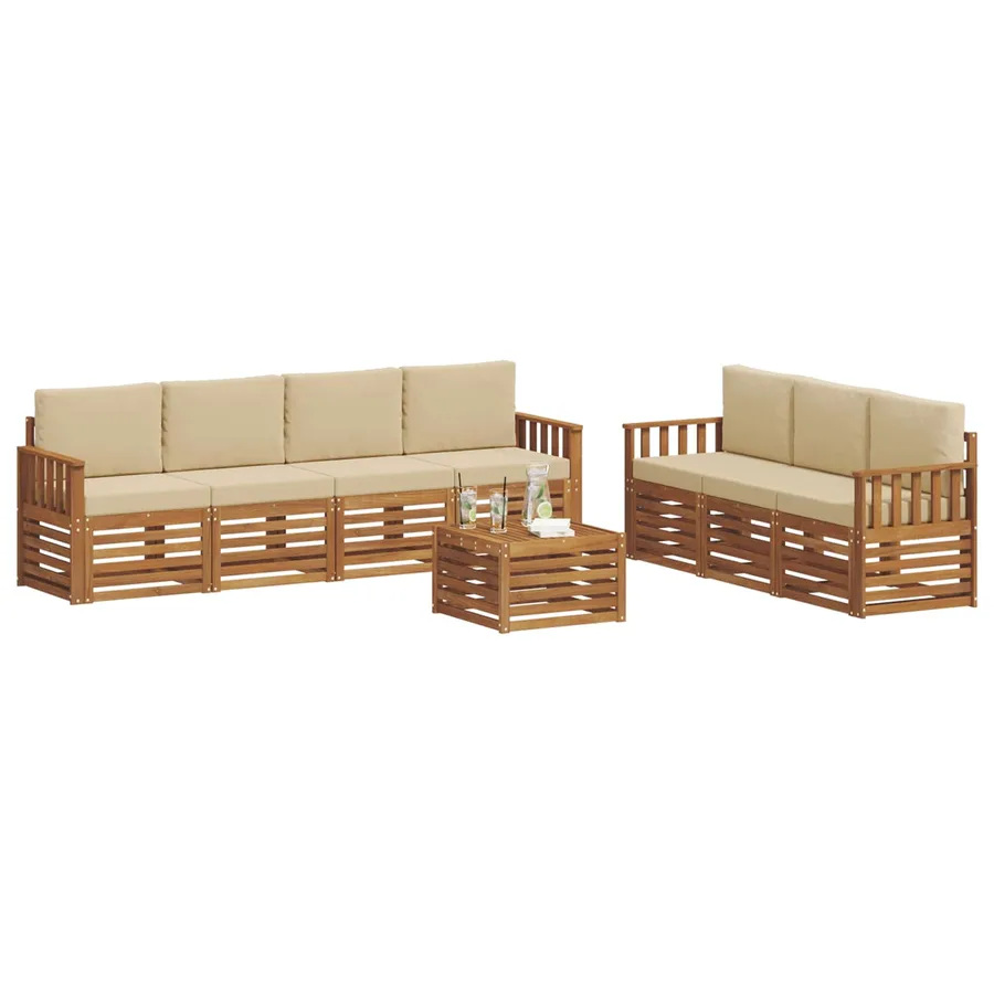 Ensembles de canapés avec coussin 8 pcs Naturel et Beige - 3