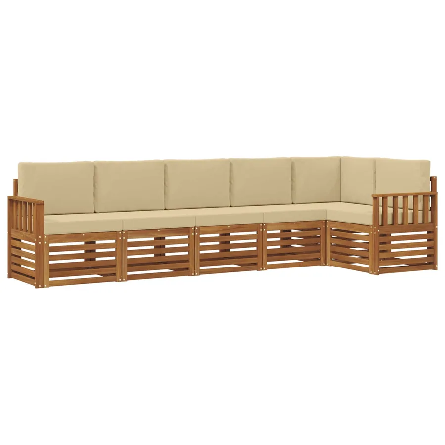 Ensemble de canapé d'angle avec coussin 6 pcs Naturel et Beige - 2