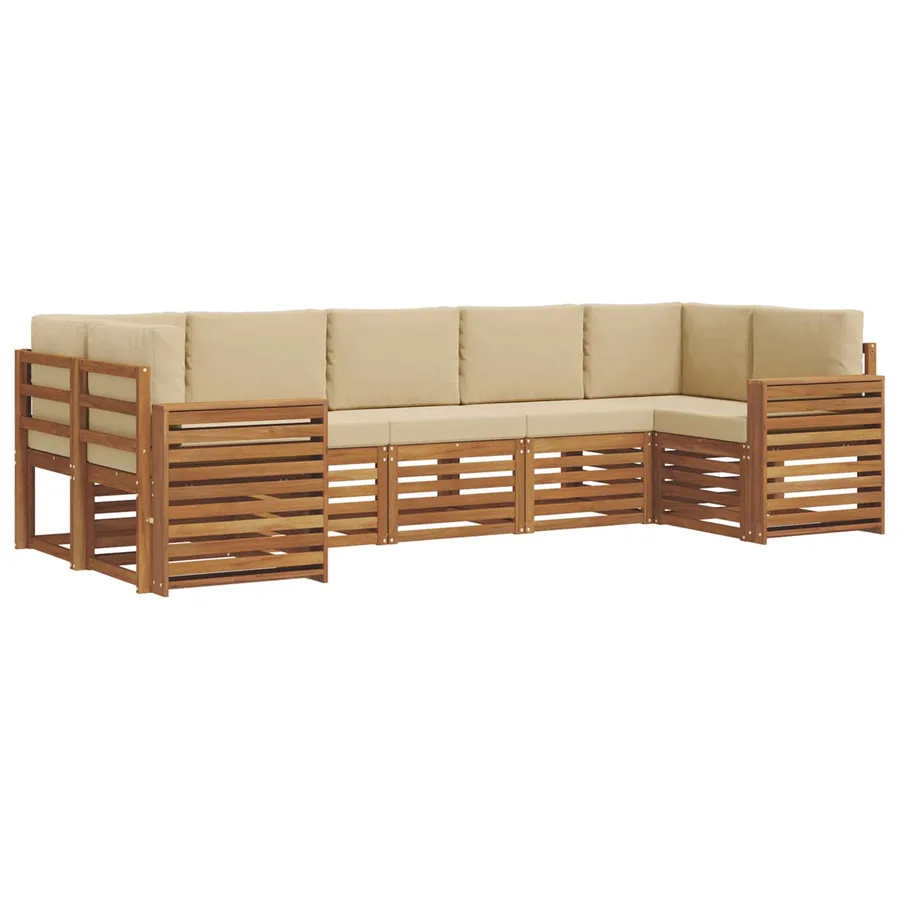 Ensemble de canapé d'angle avec coussin 7 pcs Naturel et Beige - 2