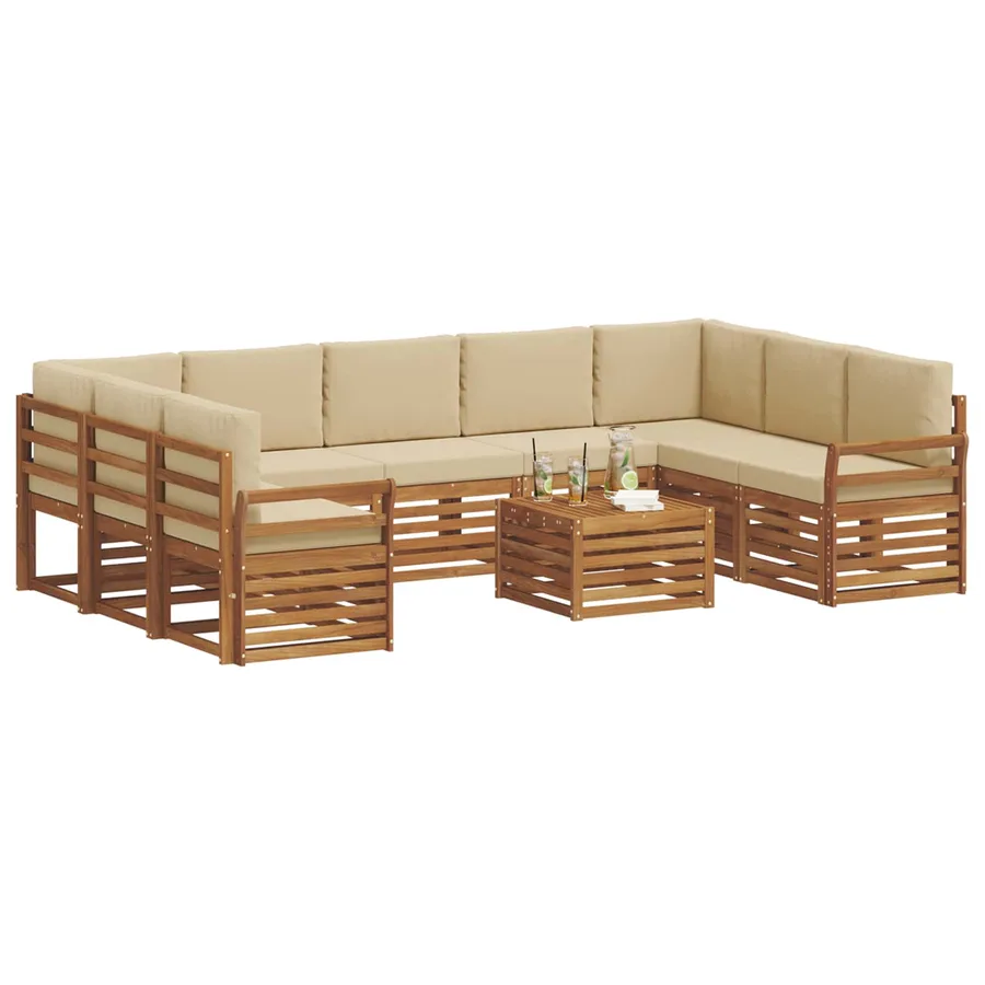 Ensembles de canapés avec coussin 10 pcs Naturel et Beige - 3