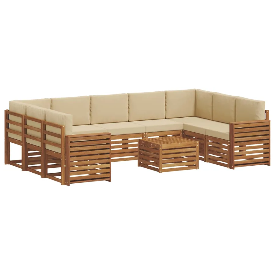 Ensembles de canapés avec coussin 10 pcs Naturel et Beige - 2
