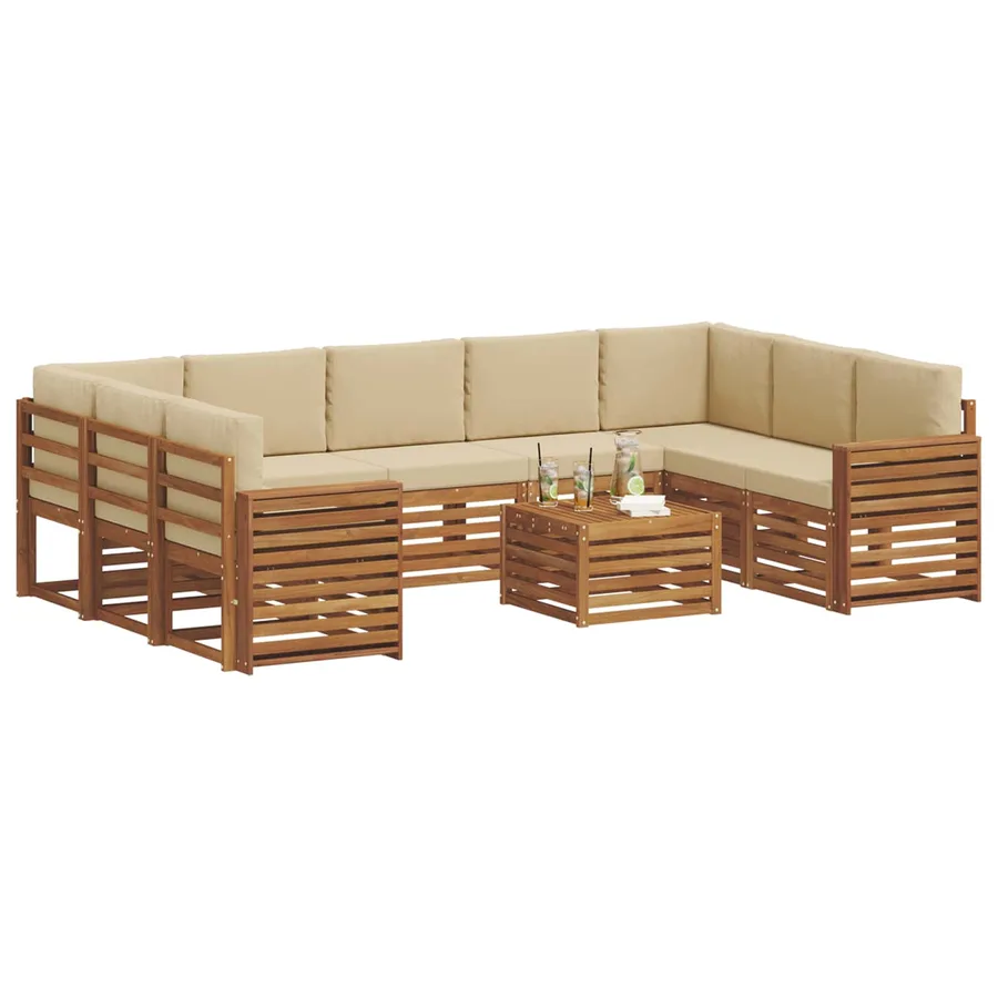 Ensembles de canapés avec coussin 10 pcs Naturel et Beige - 3
