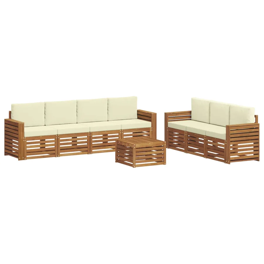 Ensembles de canapés avec coussin 8 pcs Naturel et Crème - 2