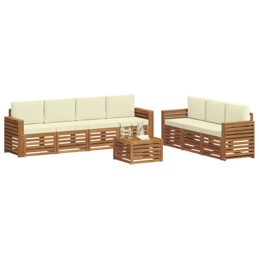 Ensembles de canapés avec coussin 8 pcs Naturel et Crème - 3