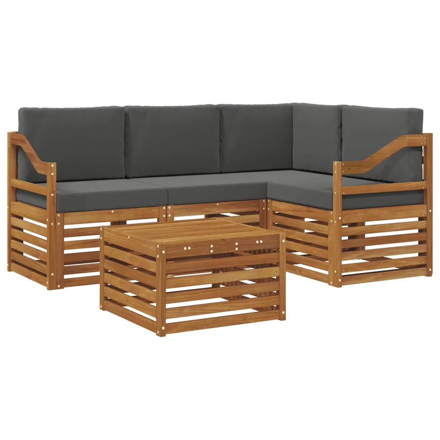 Ensemble de canapés d'extérieur 5 pcs Naturel et Anthracite - 2