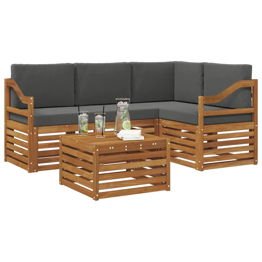 Ensemble de canapés d'extérieur 5 pcs Naturel et Anthracite - 3