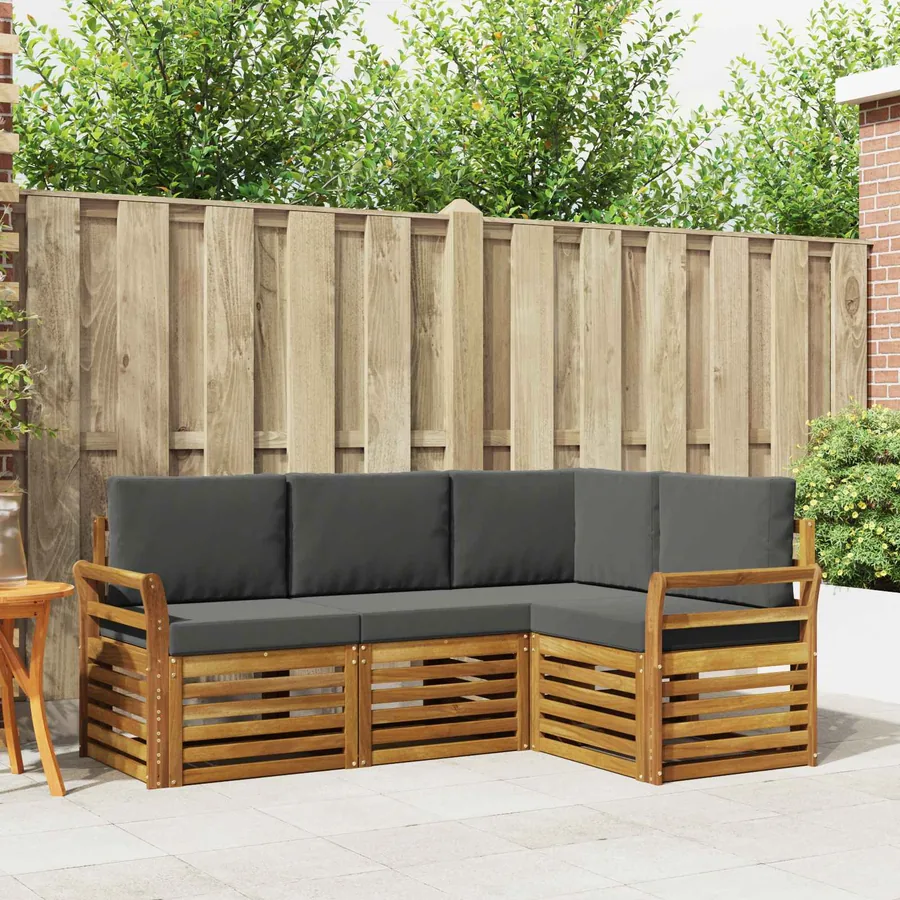 Ensembles de canapés avec coussin 4 pcs Naturel et Anthracite