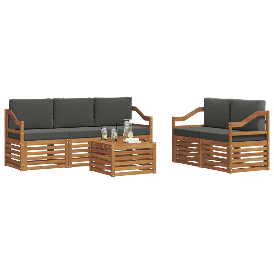 Ensembles de canapés avec coussin 6 pcs Naturel et Anthracite - 3