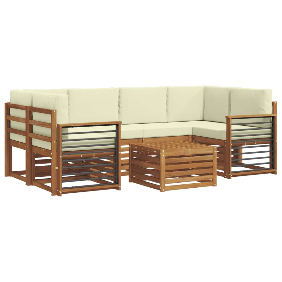 Ensemble de canapés d'extérieur 7 pcs Naturel et Crème - 2